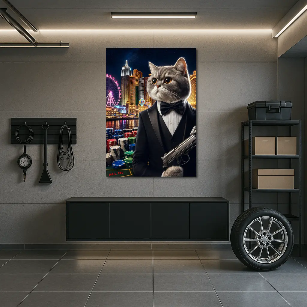 British Shorthair Cat Tuxedo Las Vegas Casino – Wall Art