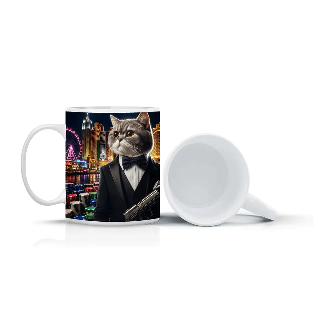 British Shorthair Cat Tuxedo Las Vegas Casino – Mugs