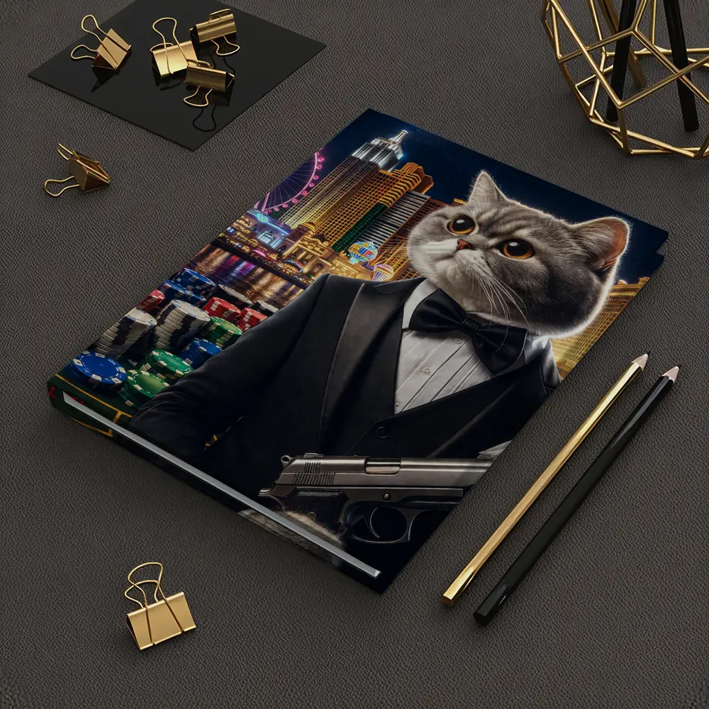 British Shorthair Cat Tuxedo Las Vegas Casino – Notebooks