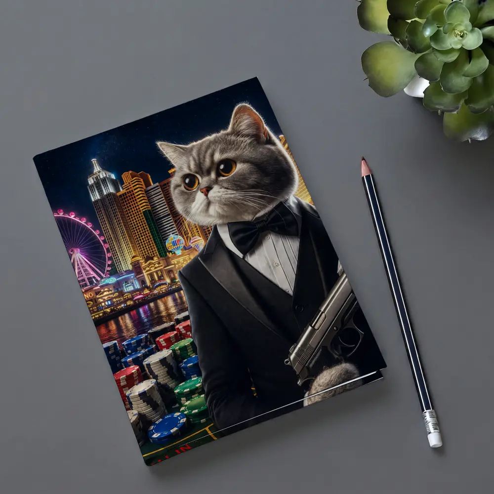 British Shorthair Cat Tuxedo Las Vegas Casino – Notebooks