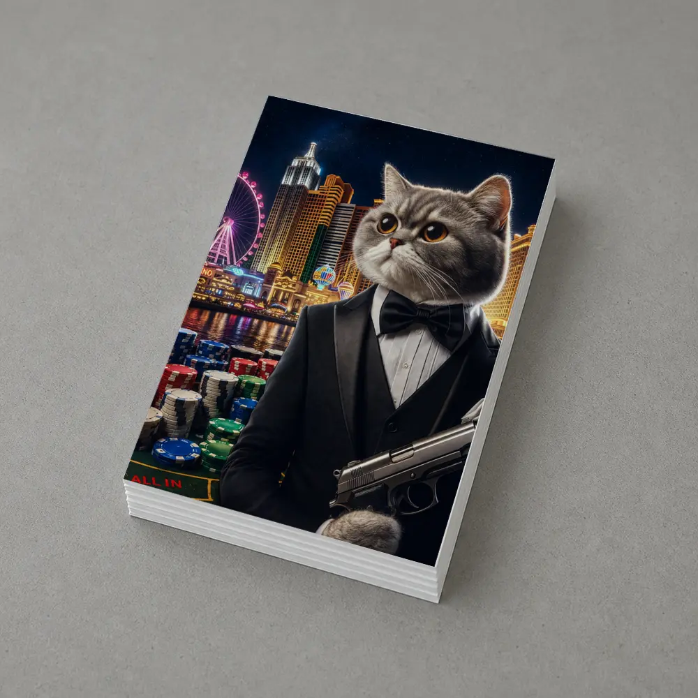 British Shorthair Cat Tuxedo Las Vegas Casino – Postcards