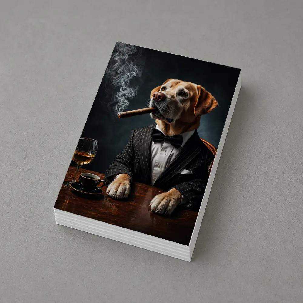 Labrador Retriever Tuxedo Godfather Dark Background – Postcards