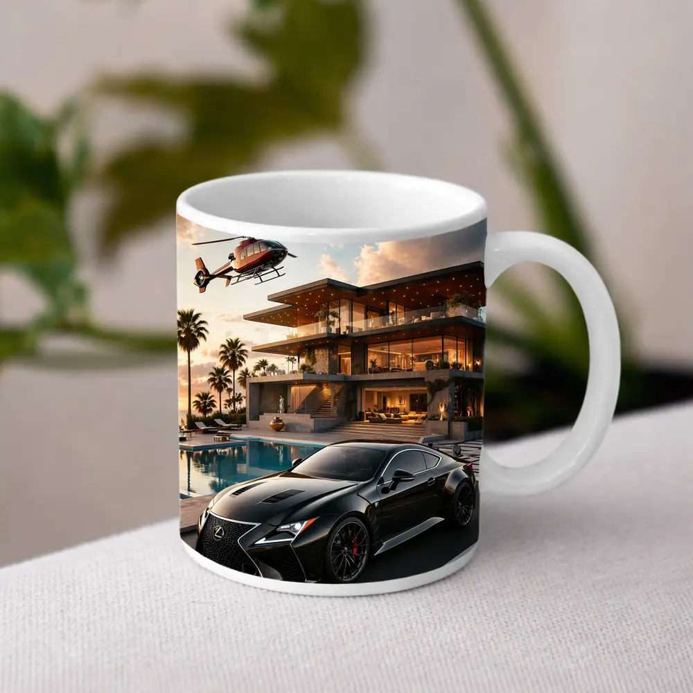 Lexus RC Black Supercar Luxury Villa Sunset – Mugs