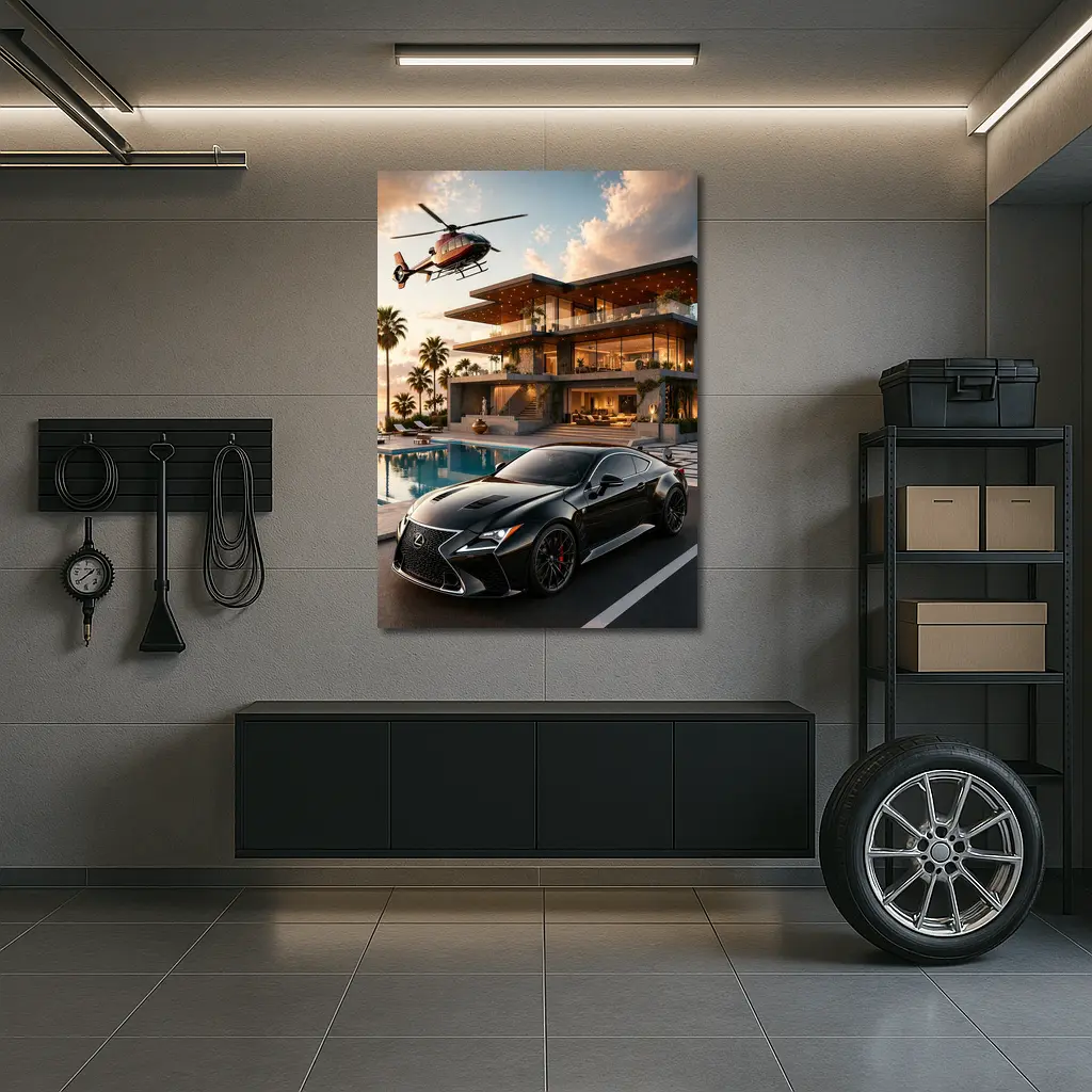 Lexus RC Black Supercar Luxury Villa Sunset – Wall Art