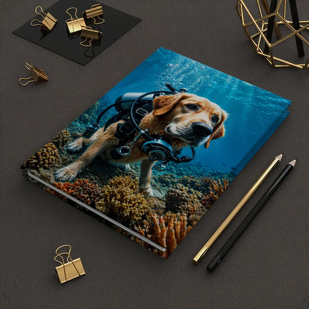 Golden Retriever Scuba Diver Underwater Coral Reef – Notebooks