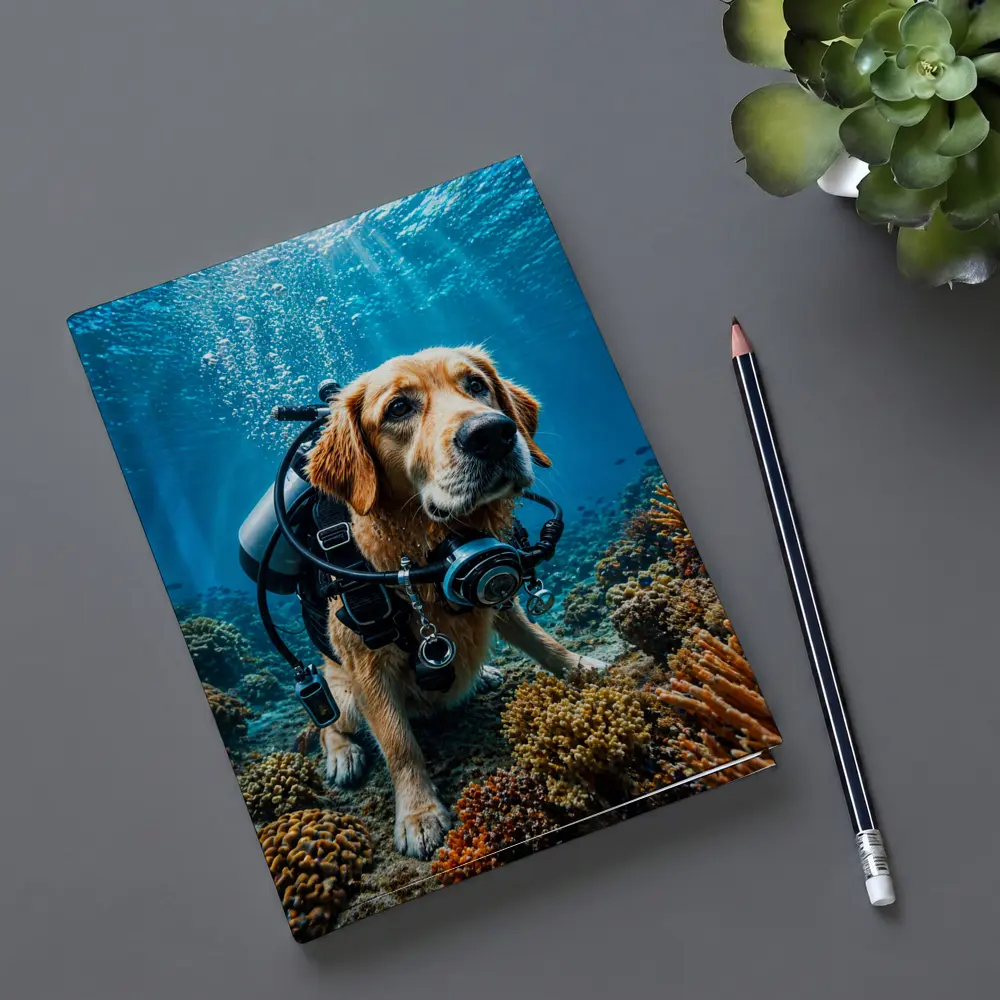 Golden Retriever Scuba Diver Underwater Coral Reef – Notebooks