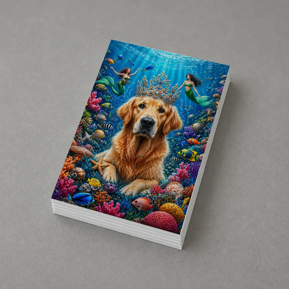 Golden Retriever King Underwater Mermaids Coral Reef – Postcards