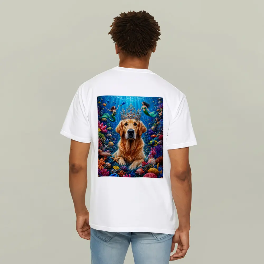 Golden Retriever King Underwater Mermaids Coral Reef – T-Shirts