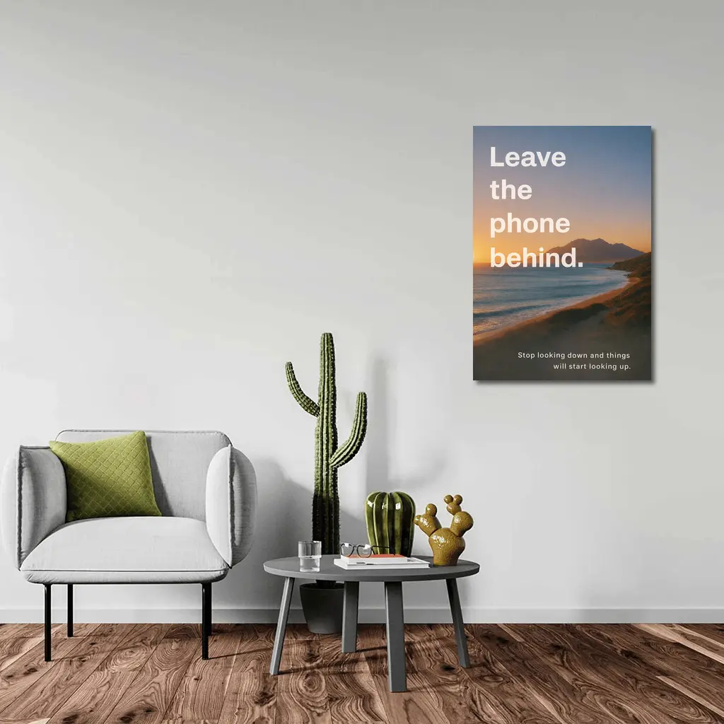 Leave The Phone Behind Beach Sunset Quote – Wall Art