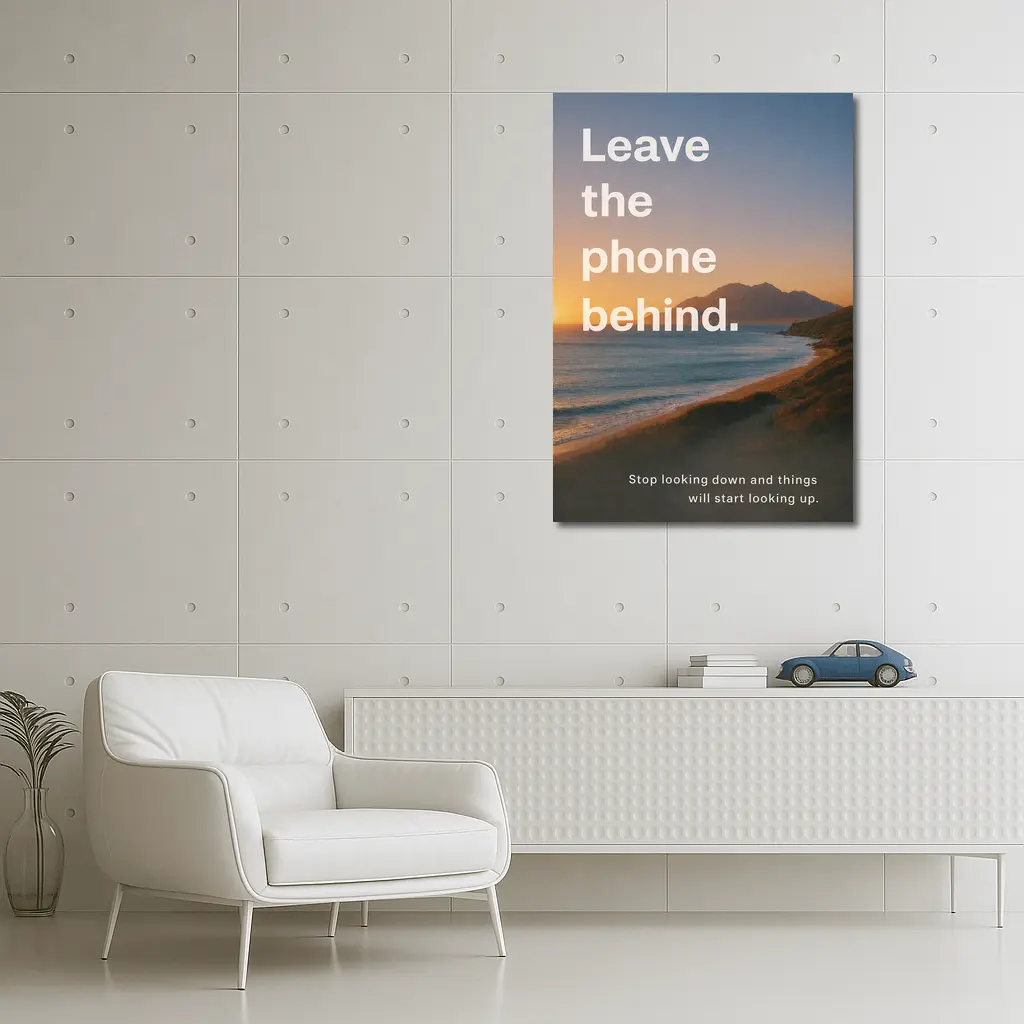 Leave The Phone Behind Beach Sunset Quote – Wall Art