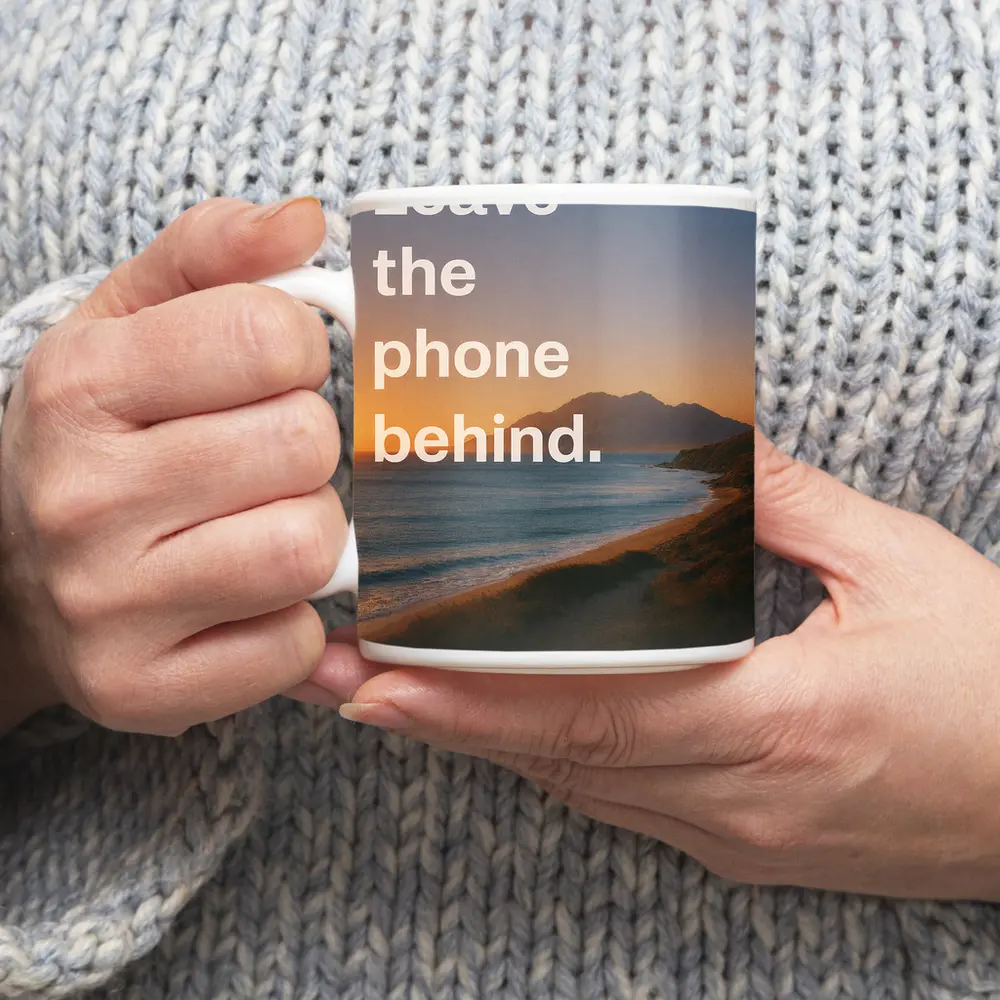 Leave The Phone Behind Beach Sunset Quote – Mugs