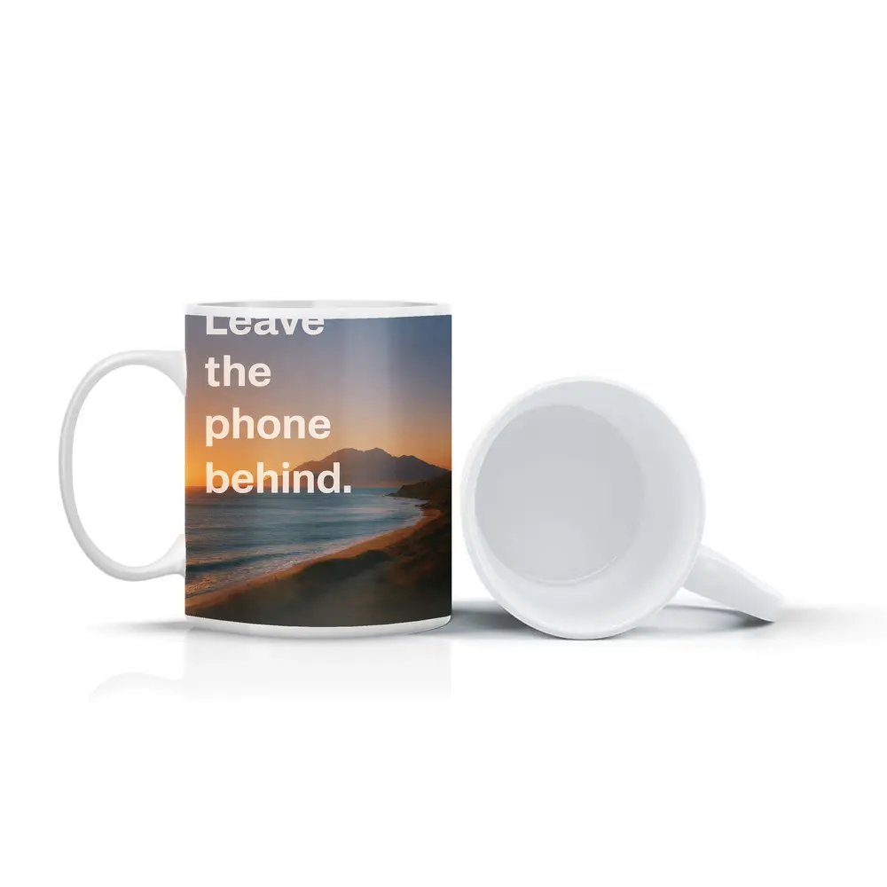 Leave The Phone Behind Beach Sunset Quote – Mugs