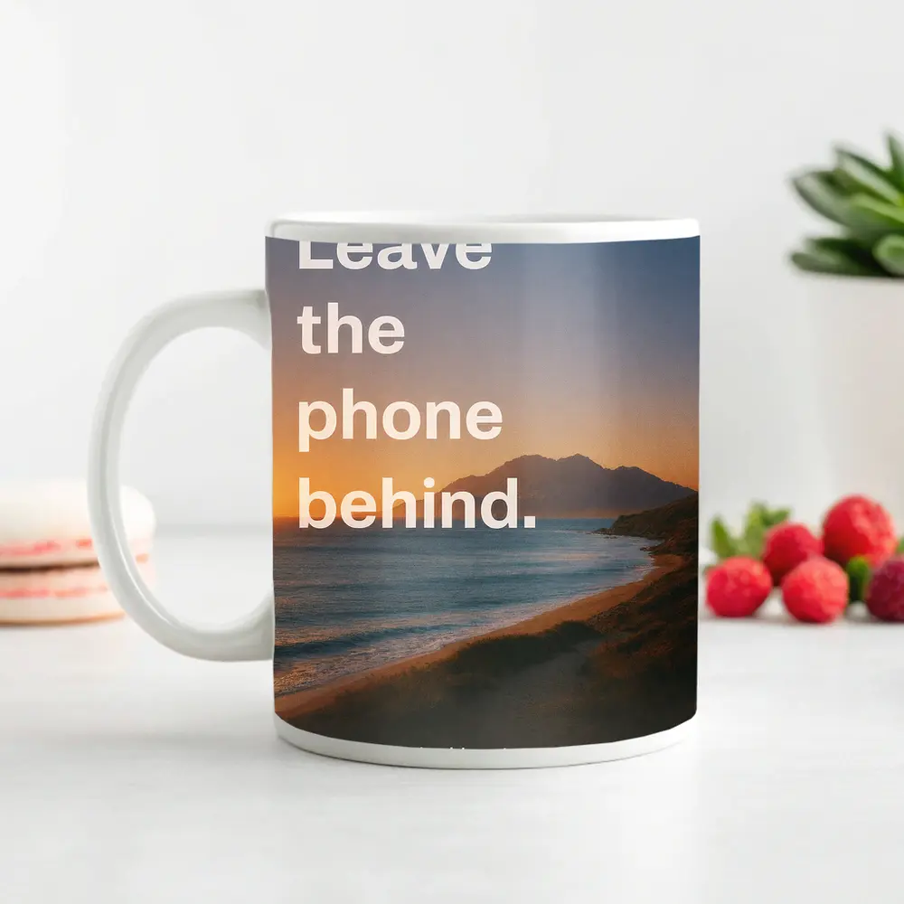 Leave The Phone Behind Beach Sunset Quote – Mugs