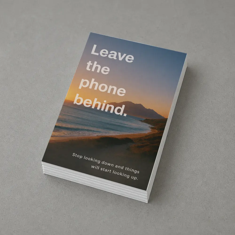 Leave The Phone Behind Beach Sunset Quote – Postcards