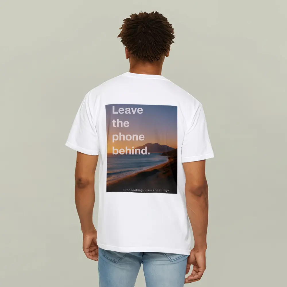 Leave The Phone Behind Beach Sunset Quote – T-Shirts
