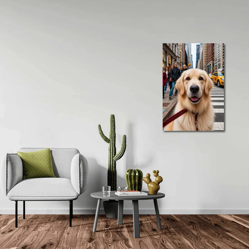 Golden Retriever Dog New York City Street – Wall Art