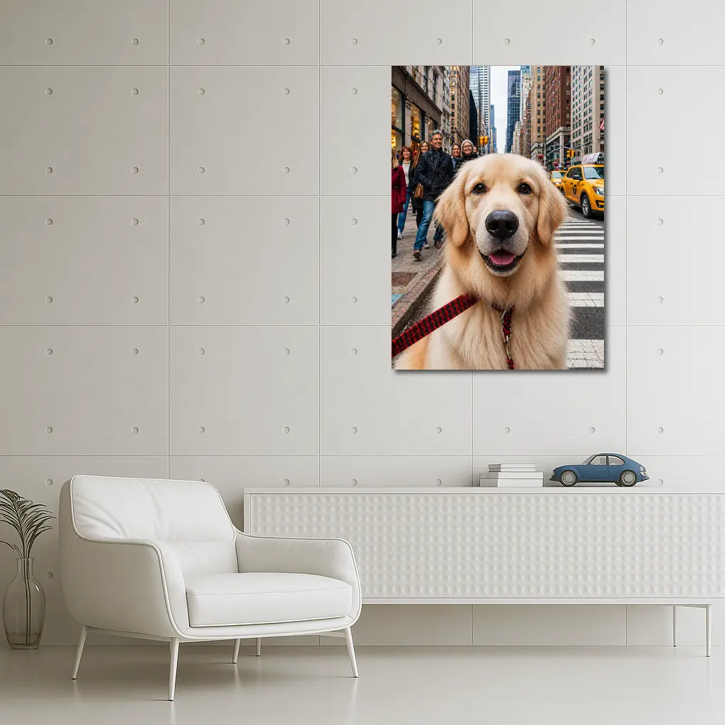 Golden Retriever Dog New York City Street – Wall Art