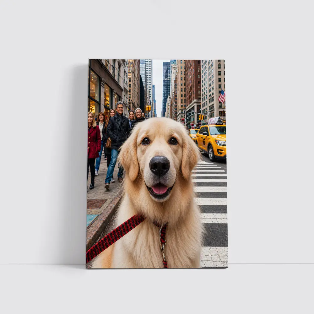 Golden Retriever Dog New York City Street – Wall Art