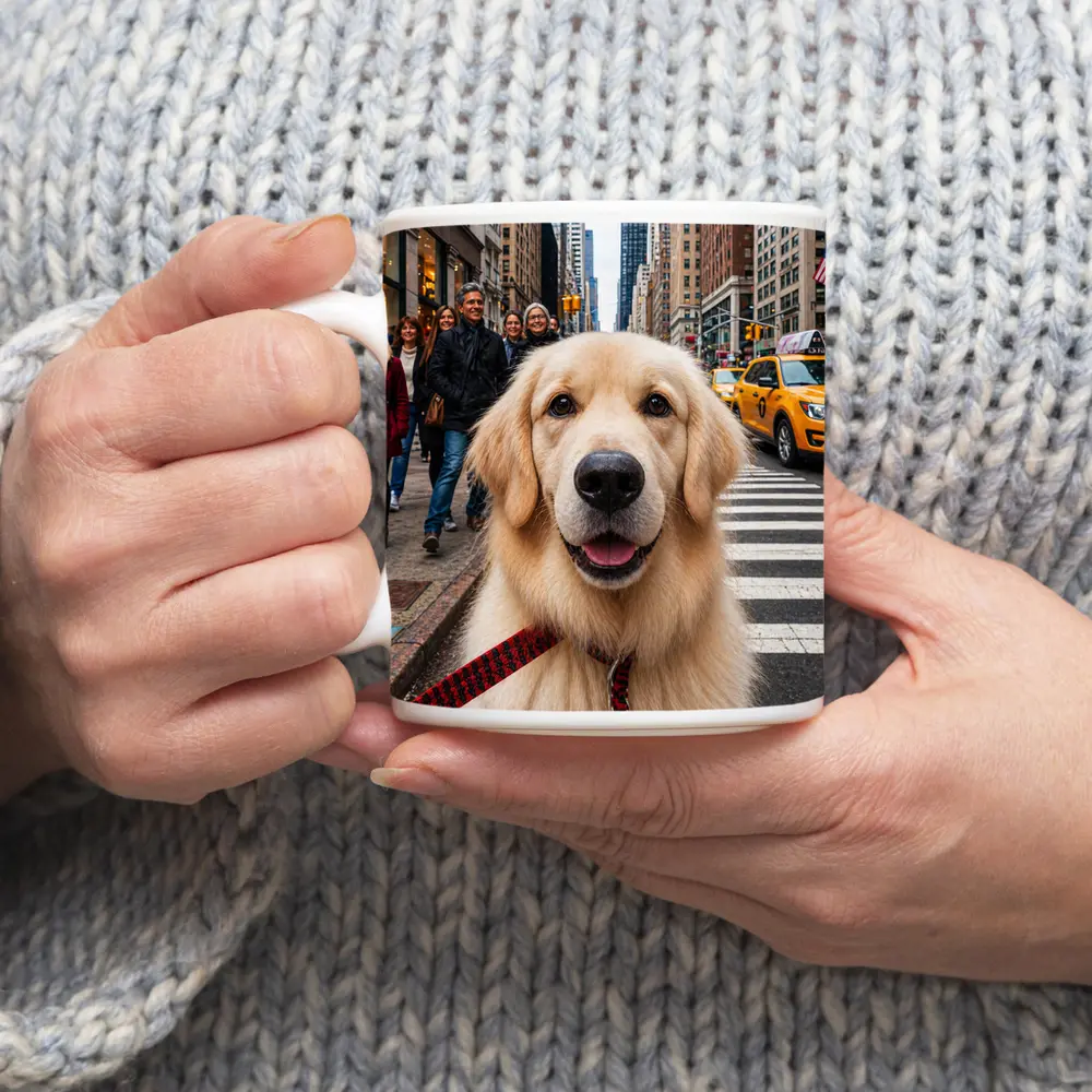 Golden Retriever Dog New York City Street – Mugs