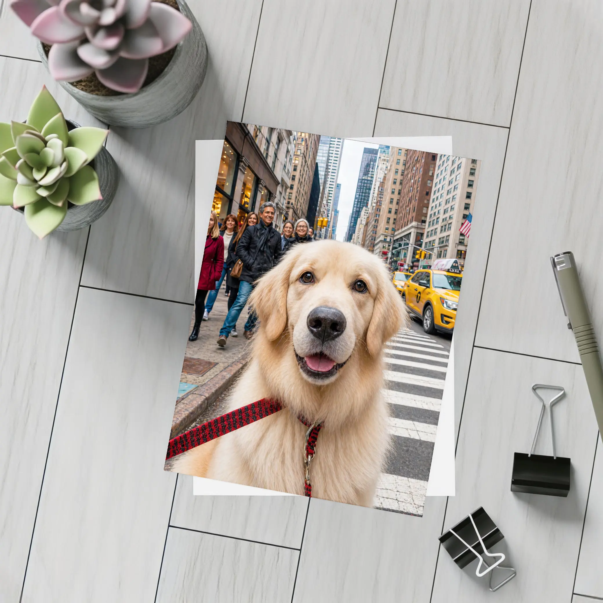 Golden Retriever Dog New York City Street – Postcards