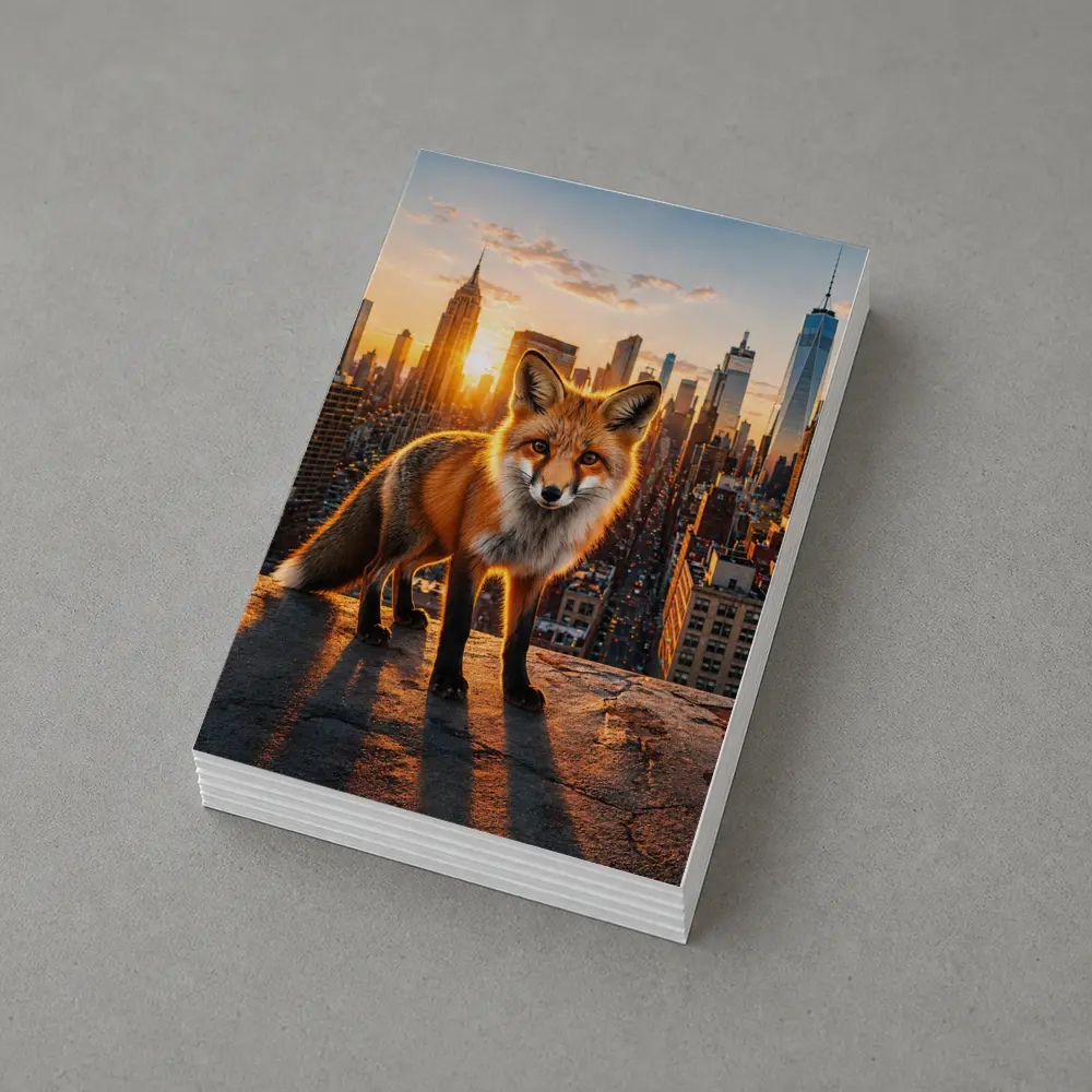 Red Fox Standing Over New York City Skyline – Postcards