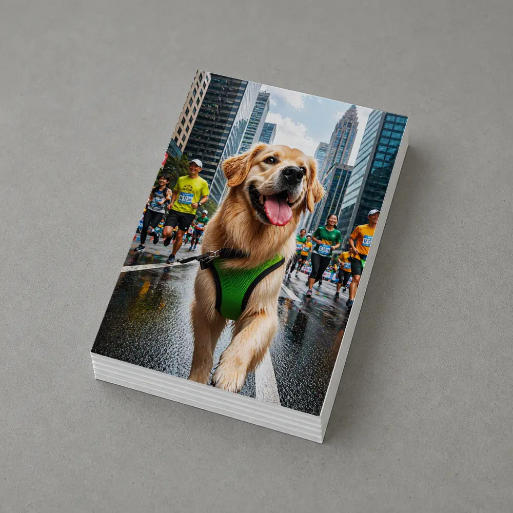 Golden Retriever Running City Marathon Race – Postcards