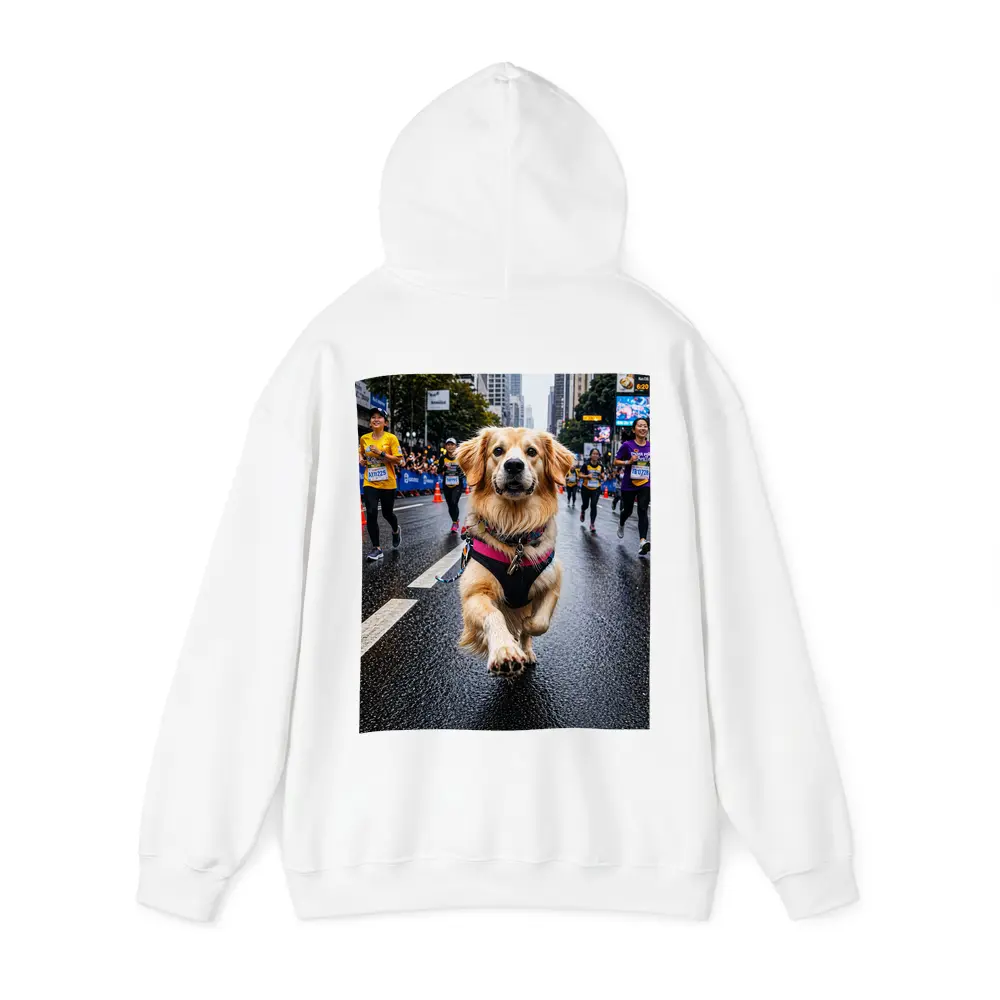 Golden Retriever Running City Marathon Street – Hoodies