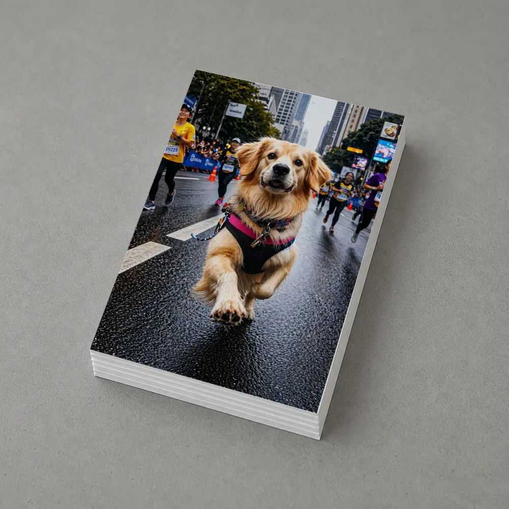 Golden Retriever Running City Marathon Street – Postcards