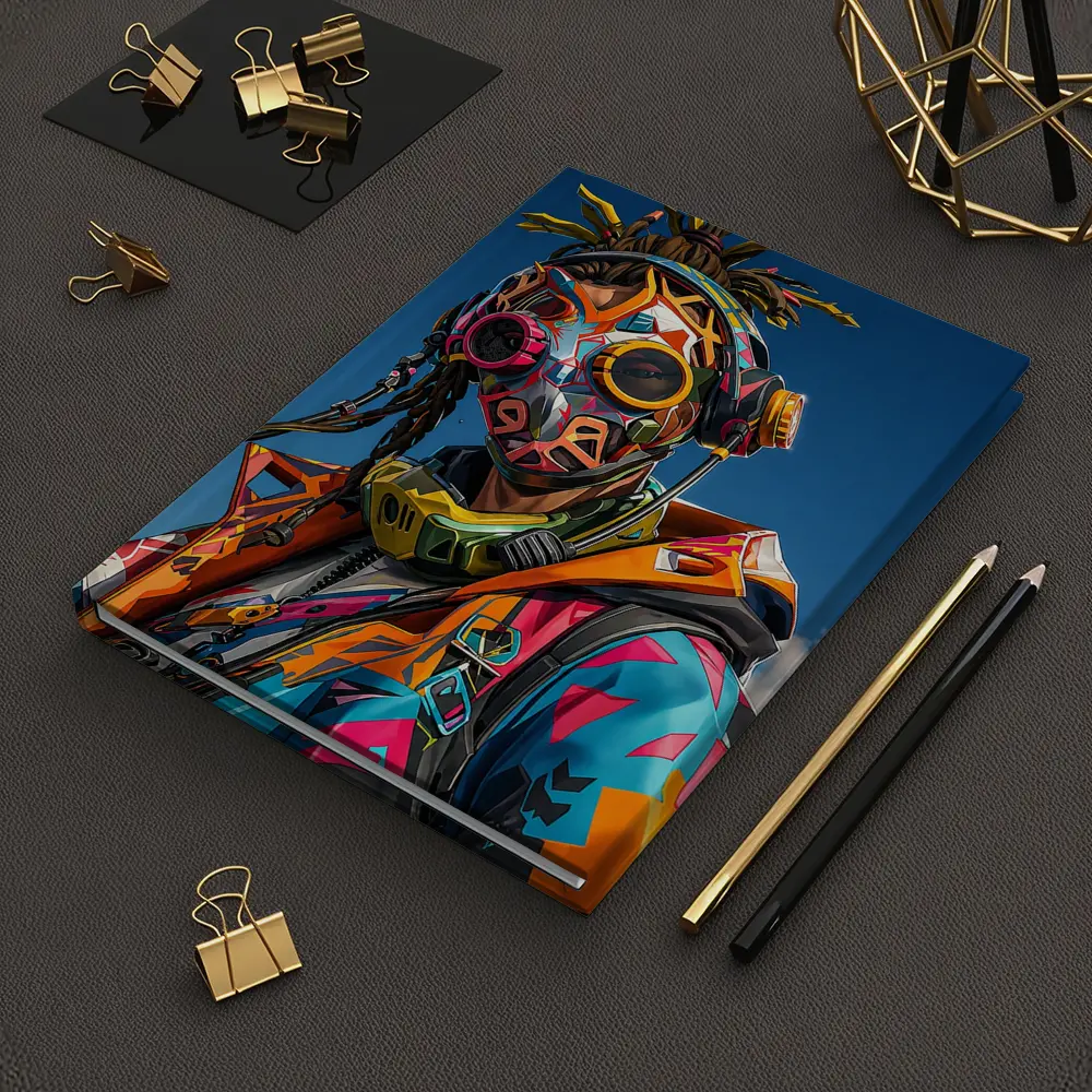 Graffiti Cyberpunk Masked Figure Blue Sky – Notebooks