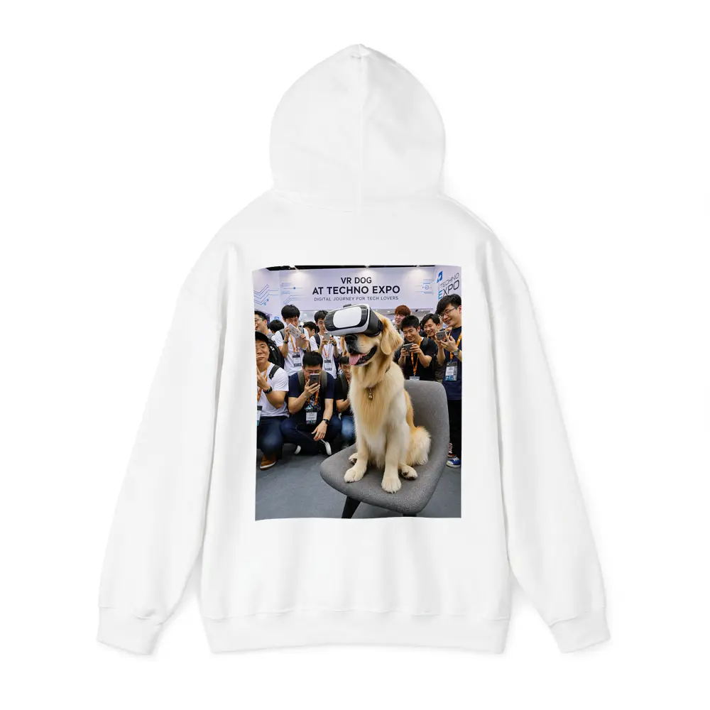Golden Retriever Wearing VR Headset Tech Expo – Hoodies