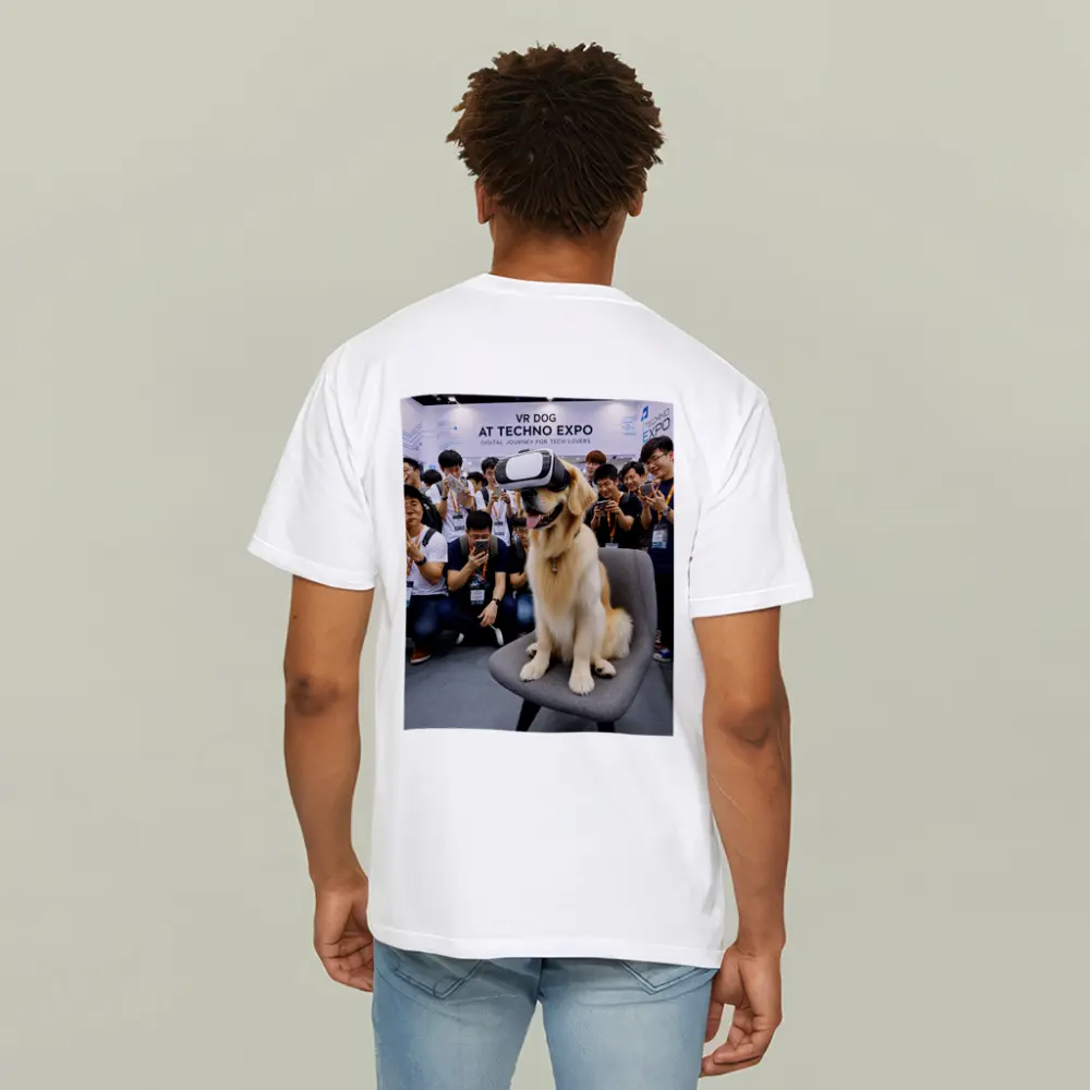 Golden Retriever Wearing VR Headset Tech Expo – T-Shirts