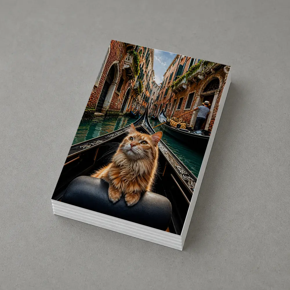 Ginger Cat Riding Gondola Venice Canal – Postcards