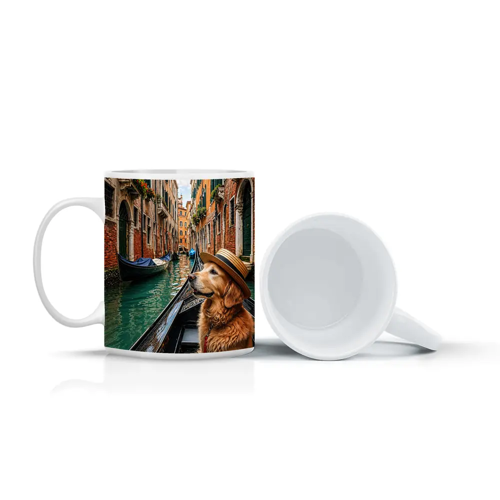 Golden Retriever Dog Wearing Hat Venice Canal – Mugs