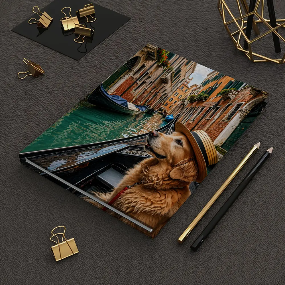 Golden Retriever Dog Wearing Hat Venice Canal – Notebooks