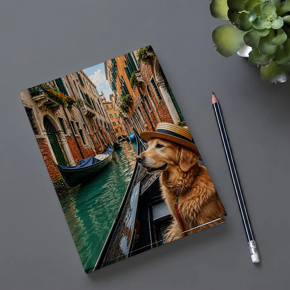Golden Retriever Dog Wearing Hat Venice Canal – Notebooks