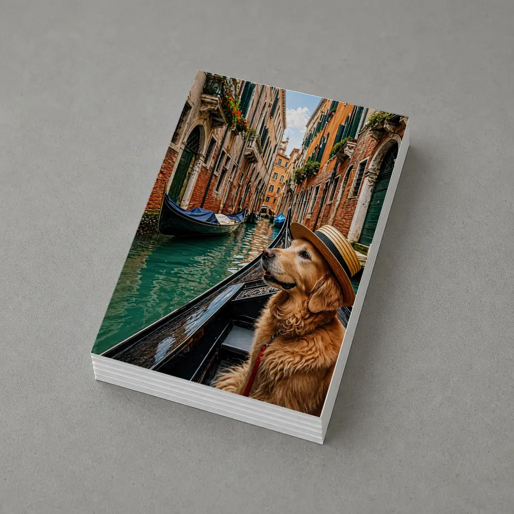 Golden Retriever Dog Wearing Hat Venice Canal – Postcards