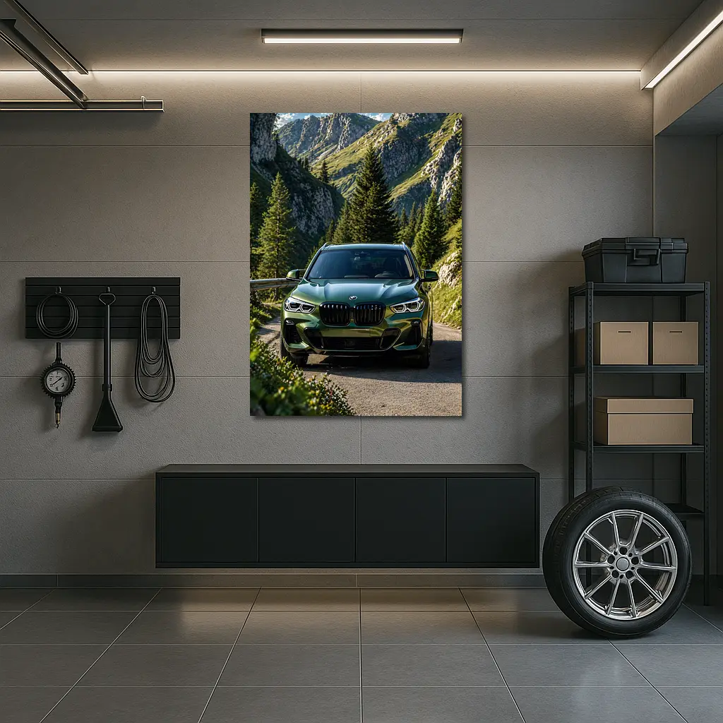 BMW X3 Green SUV Mountain Road Drive – Wall Art