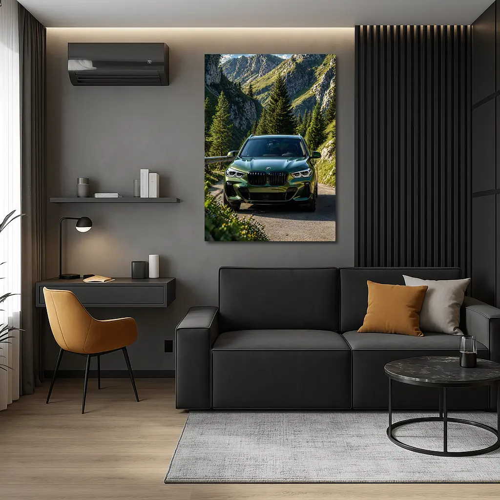 BMW X3 Green SUV Mountain Road Drive – Wall Art