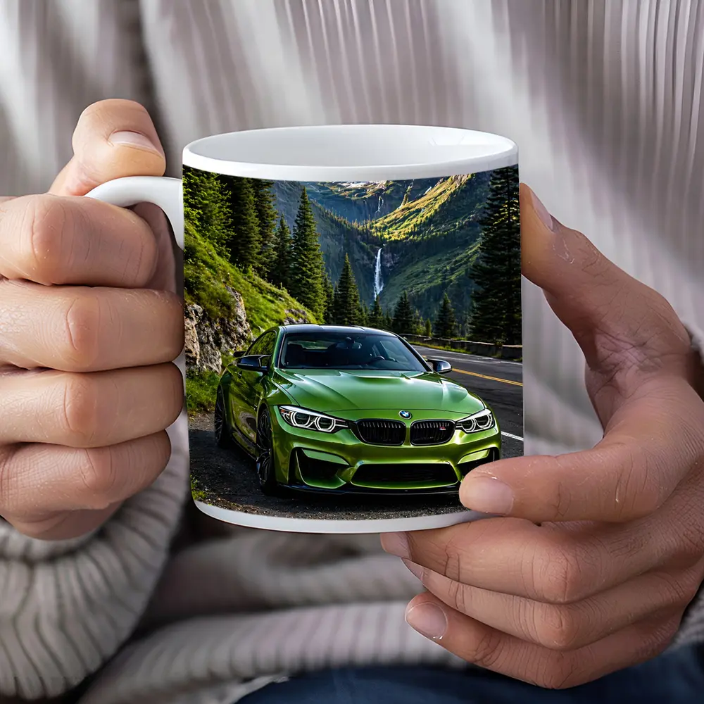 Green BMW M4 Mountain Road Waterfall – Mugs
