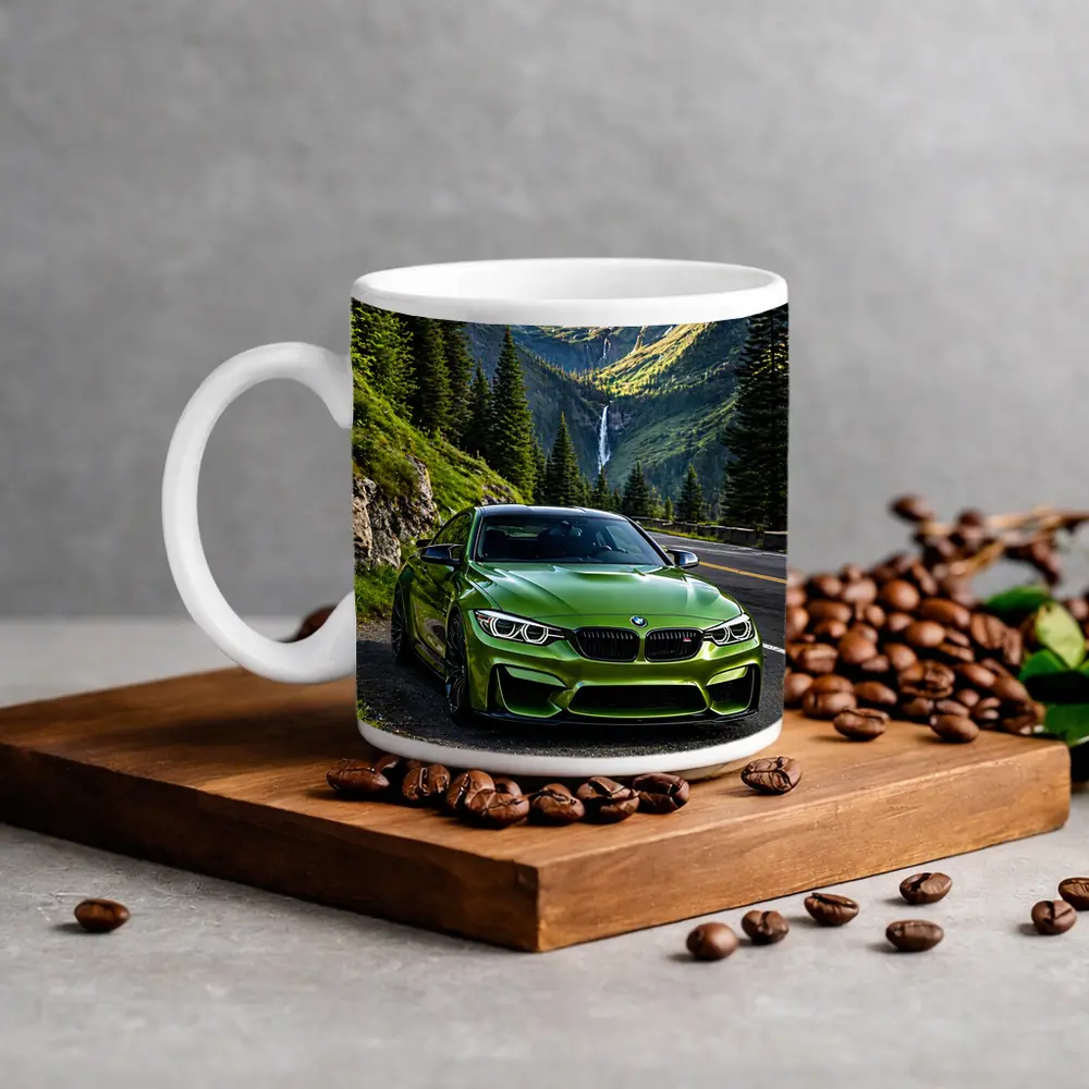 Green BMW M4 Mountain Road Waterfall – Mugs