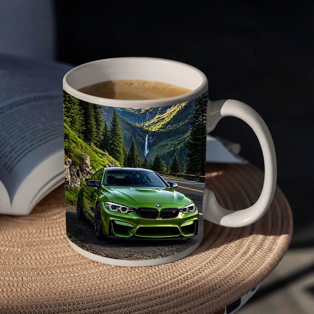 Green BMW M4 Mountain Road Waterfall – Mugs