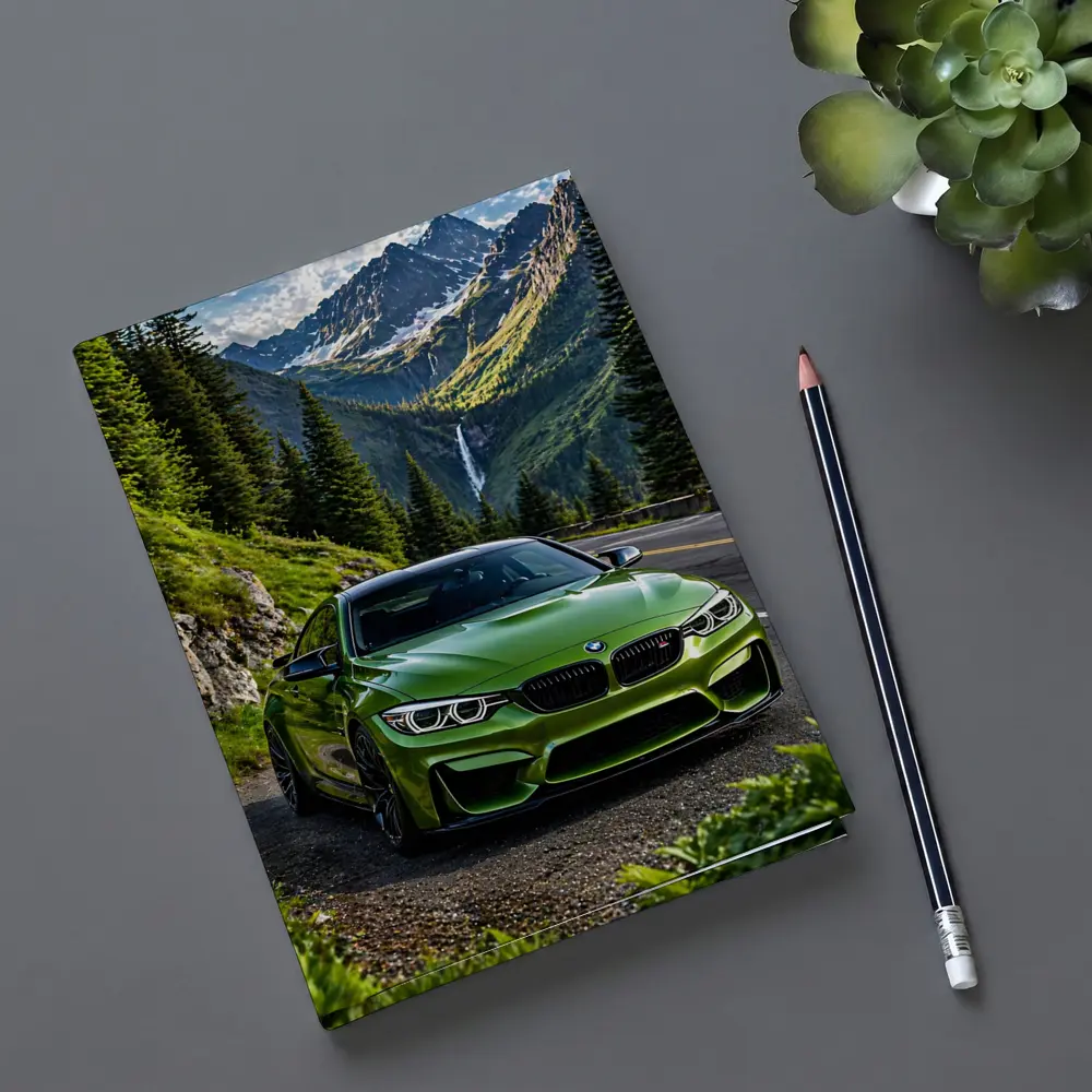 Green BMW M4 Mountain Road Waterfall – Notebooks
