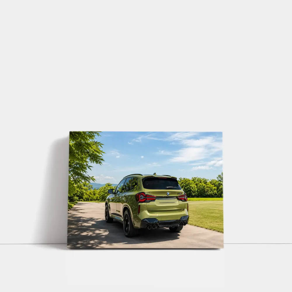 BMW X3M Olive Green Rear Outdoor Setting – Wall Art