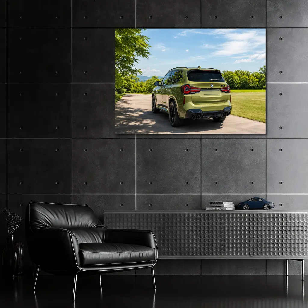BMW X3M Olive Green Rear Outdoor Setting – Wall Art