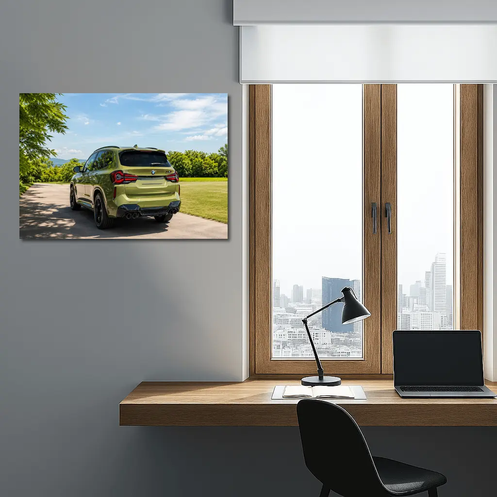 BMW X3M Olive Green Rear Outdoor Setting – Wall Art