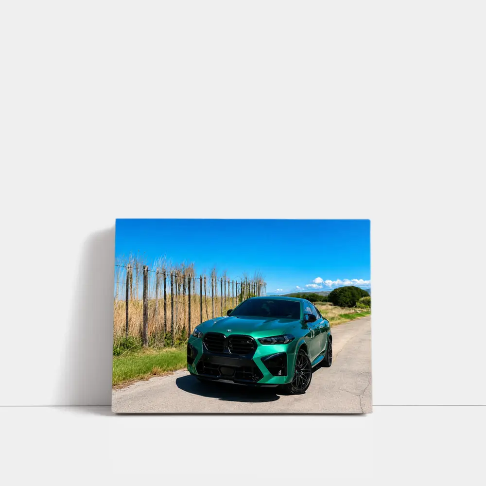 BMW X6M Green on Sunny Country Road – Wall Art