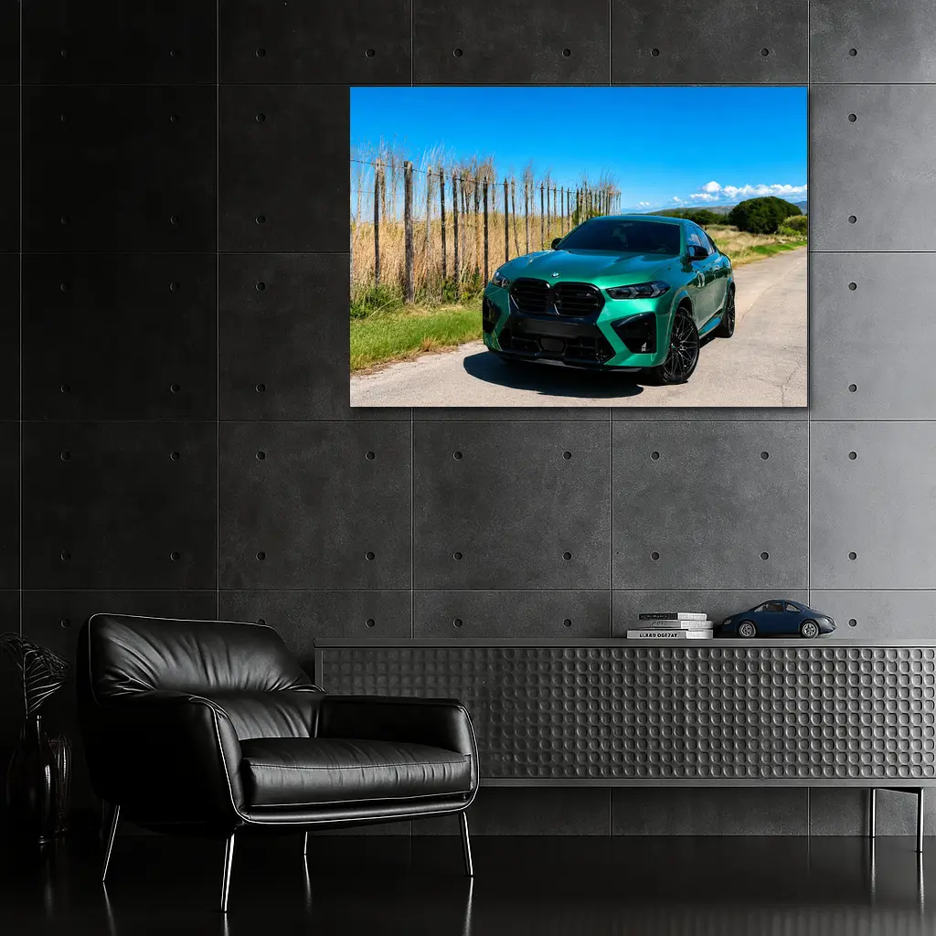 BMW X6M Green on Sunny Country Road – Wall Art