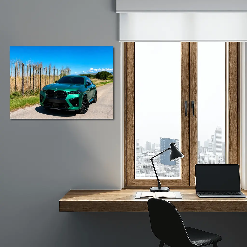 BMW X6M Green on Sunny Country Road – Wall Art