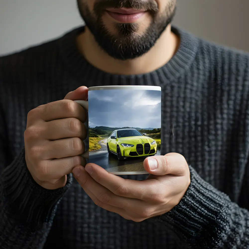 BMW M4 Lime Green Wet Road Hills – Mugs