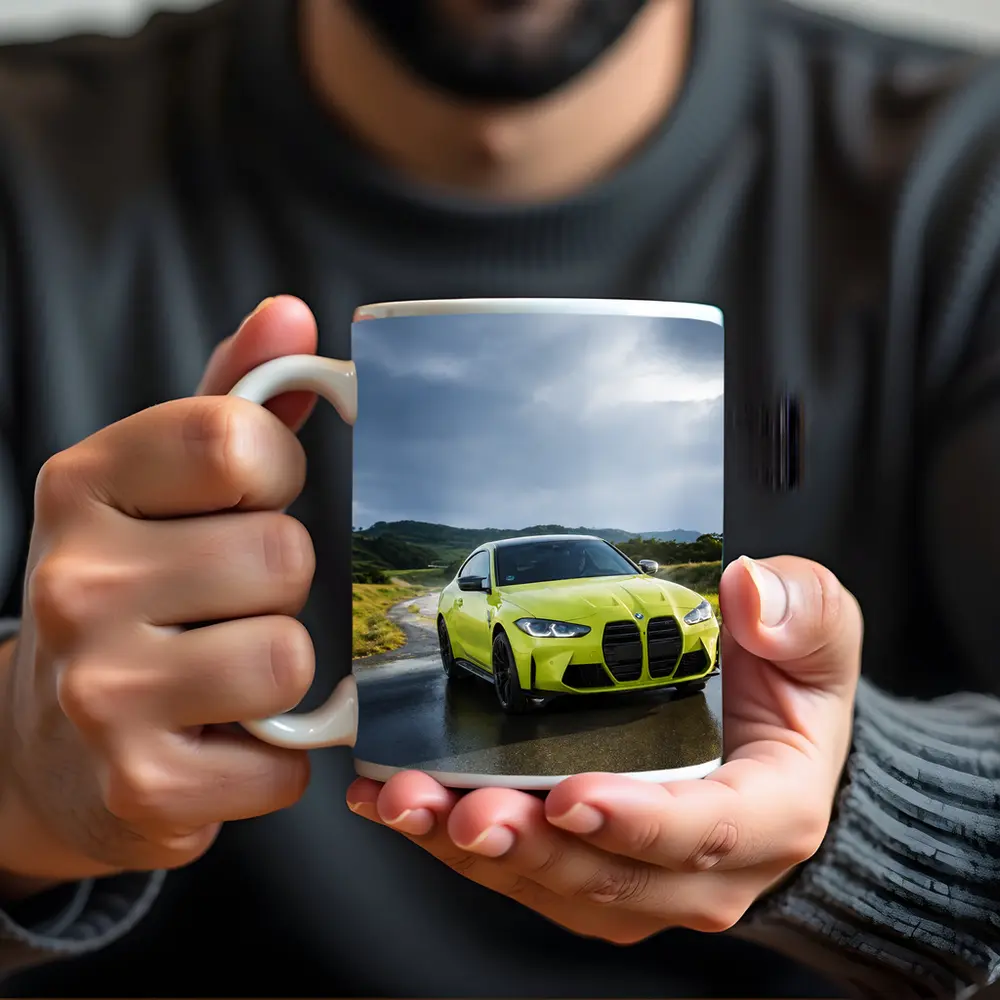 BMW M4 Lime Green Wet Road Hills – Mugs